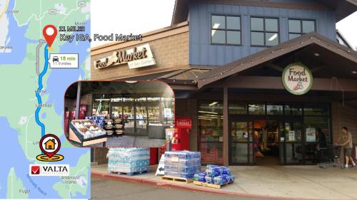 a store front of a grocery store with a store at Oceanfront Retreat, Mount Rainier, King bed, Games in Longbranch