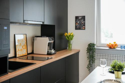 Η κουζίνα ή μικρή κουζίνα στο Ana - Cozy & Quiet Apt with Balcony & Garden View