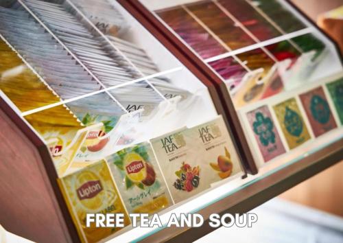a close up of tea and refrigerator at Hotel Pasela Living in Tokyo