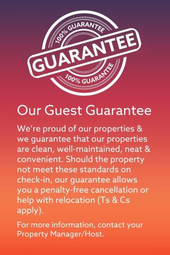 a poster for our guest guarantee with a label at 100 Geneva in Cape Town