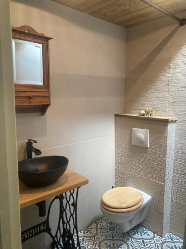 Un baño con lavabo e inodoro en Het Zalige Buitenleven, en Lanaken