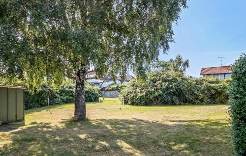 a tree in a yard with a swing at 2 Bedroom Amazing Home In Svaneke in Svaneke