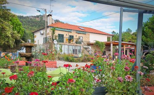 a house with a lot of flowers in front of it at Zion Jardim Monsanto in Monsanto