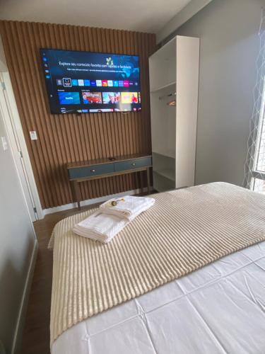 Postel nebo postele na pokoji v ubytování The Future Manaus Flat para até 4 pessoas Mercure Manaus