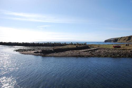 an island in the water with trees on it at Faodail 'a lucky find' in Dunbeath