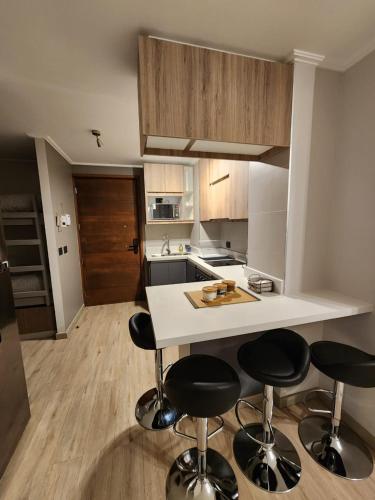 Dapur atau dapur kecil di Full departamento nuevo en Pucon