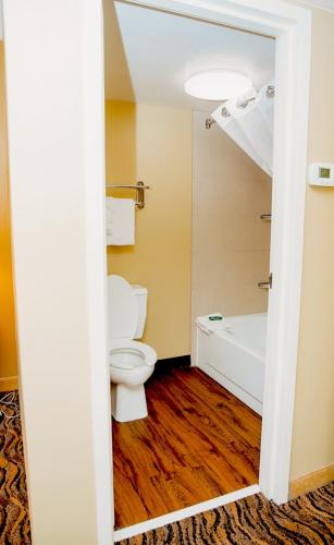 a bathroom with a toilet and a bath tub at MCM Elegante Hotel & Suites Lubbock in Lubbock