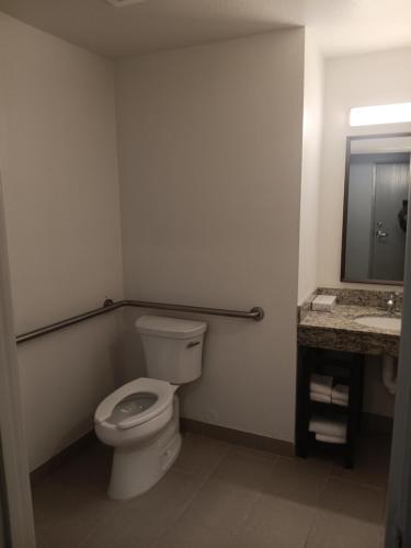 a bathroom with a toilet and a sink at Comfort Inn & Suites in Aztec