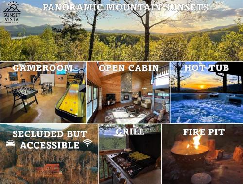 a collage of pictures of a house at Sunset Vista in Bryson City