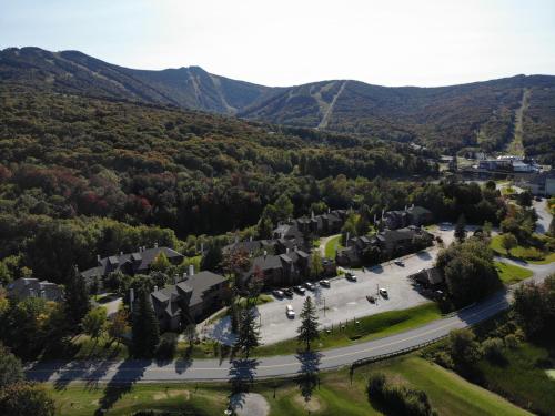 an aerial view of a town in the mountains at BeaverBox AC, Pool, Hot Tub, Sauna, Near Resort in Killington