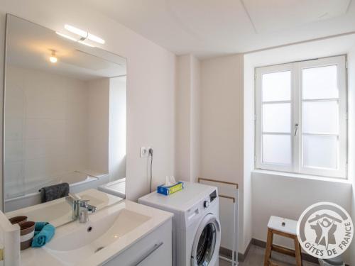 a bathroom with a washing machine and a sink at Gîte historique au bord de l'eau, Angers, 2 ch., tout confort, proche commodités et loisirs - FR-1-622-15 in Bouchemaine