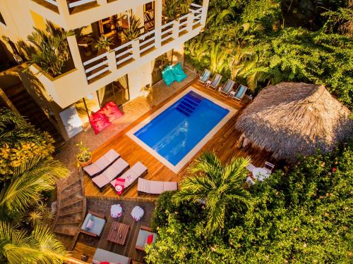 an overhead view of a swimming pool in a hotel at Villa Nautilus in Tamarindo