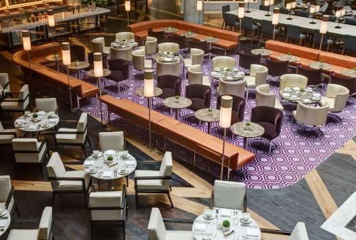 an overhead view of a restaurant with tables and chairs at Hyatt Regency Mexico City in Mexico City