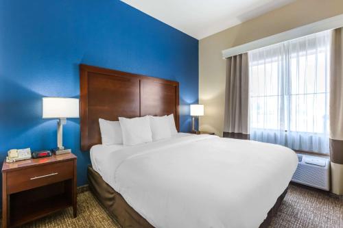 a bedroom with a large bed and a blue wall at Comfort Inn and Suites Yuma I-8 in Yuma