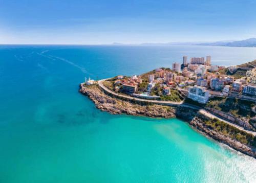 an aerial view of an island in the water at NUEVO, a 70 metros de la playa y con vistas al mar in Cullera
