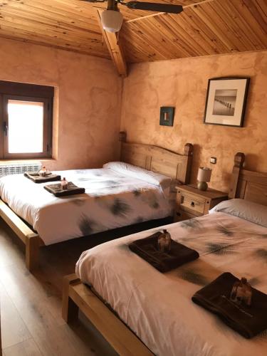 a bedroom with two beds in a room at gemelas del duraton in Castro de Fuentidueña