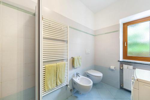 a bathroom with a toilet and a sink at Casa Da Rin Emma in Auronzo di Cadore