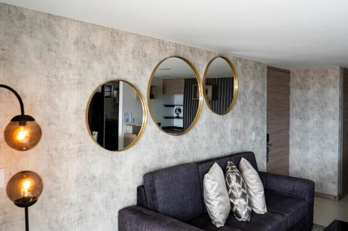 Χώρος καθιστικού στο Apartamentos Gema Lujosos en Laureles