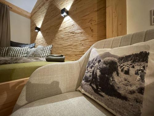 Ruang duduk di Stadl Lodge Hinterstein - Skipass im Winter und Bergbahnen im Sommer inklusive