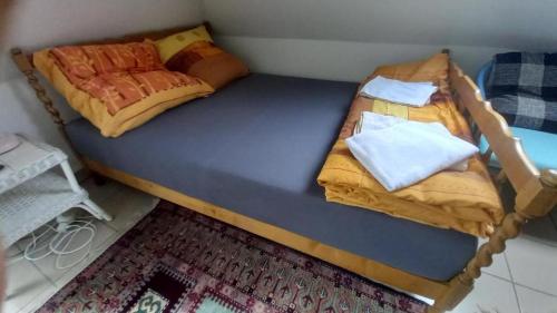 an overhead view of a bed in a room at City Apartment Cologne in Cologne