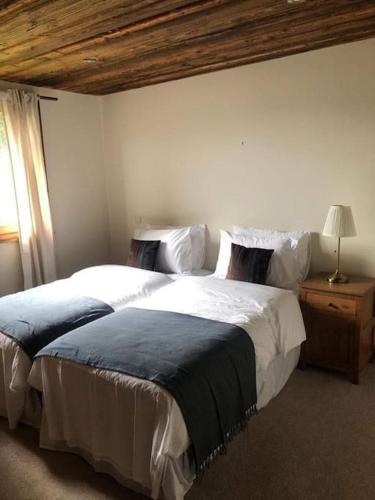 une chambre avec deux lits et une fenêtre dans l'établissement Chalet Aspre, à Samoëns