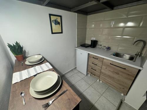 Kuchyň nebo kuchyňský kout v ubytování Apartment Bastion