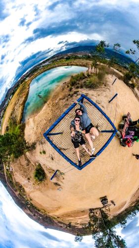 an aerial view of a man on a skateboard on an island at Glamping Chalet Deluxe cerca al centro de Villa de Leyva - By Serena Morena in Villa de Leyva