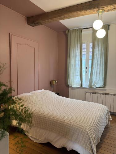 une chambre avec un lit et une fenêtre dans l'établissement La Fresque, T2 Moderne, Centre, à Arras
