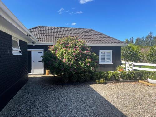 a house with a bush in front of it at Pa Road B&B Kerikeri NZ in Kerikeri