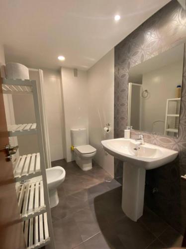 a bathroom with a sink and a toilet at Sego Apartments III in Segovia