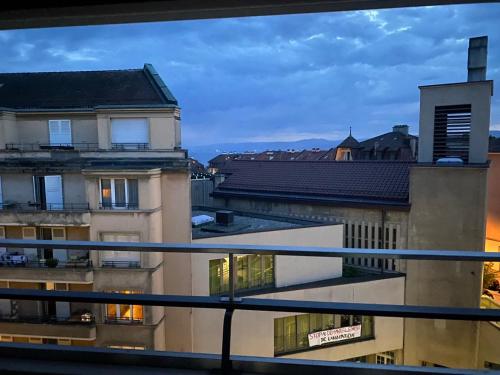 a view of the city from a balcony at Soran in Montagibert
