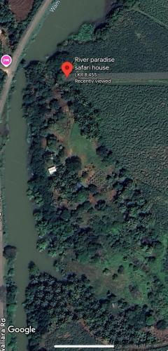 a map of a river with a red heart at River paradise safari house with cooking class in Udawalawe