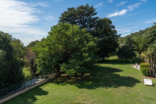 a park with a large tree in the grass at Villa San Giuseppe in Brescia