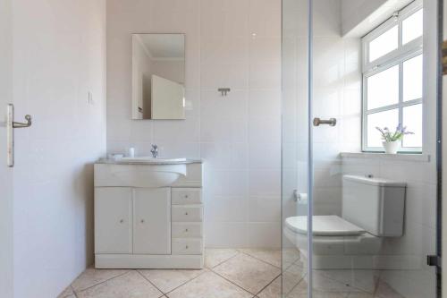 ein weißes Badezimmer mit Toilette und Waschbecken in der Unterkunft Villa Jorge by Ecovillas Albufeira in Galé