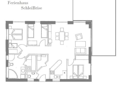 a floor plan of a house at Luxury holiday house "Schleibrise" in Hestoft