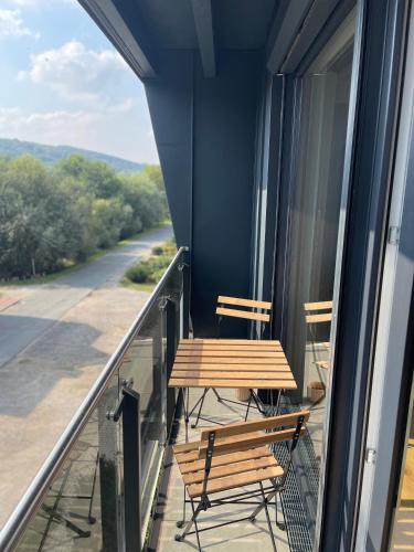Μπαλκόνι ή βεράντα στο Ferienwohnung Strohbär in Leißling