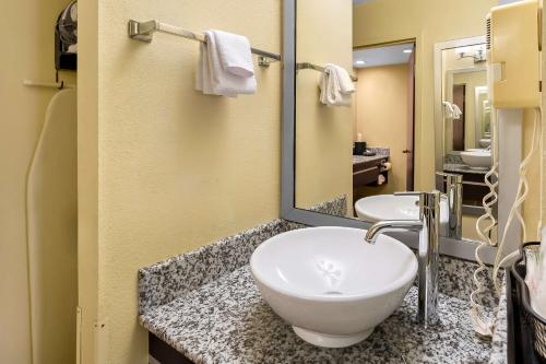 a bathroom with two sinks and a large mirror at Best Western Knoxville Suites - Downtown in Knoxville