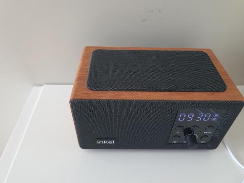 a speaker sitting on top of a white table at Haeundae Ocean Family in Busan