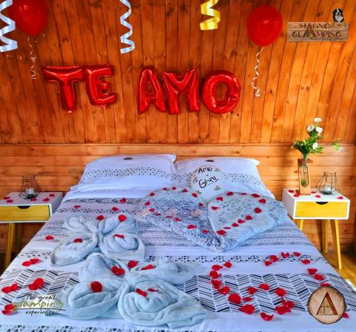 Cama o camas de una habitación en Magno Glamping Valle de Tenza