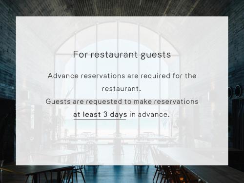 a sign that says forrestaurant guests appliance reservations are required for the restaurant at Colorit GOTO ISLANDS in Goto