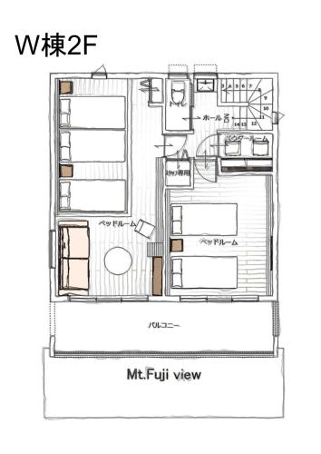 a floor plan of a house at Cocon富士 in Fujikawaguchiko
