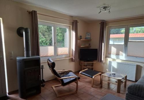 TV a/nebo společenská místnost v ubytování Ferienhaus nahe der Müritz