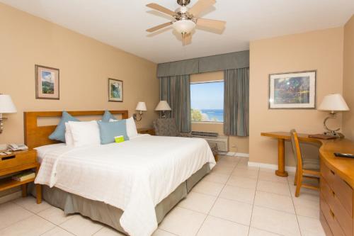 Un dormitorio con una cama grande y una ventana en Cara Hotels Trinidad en Claxton Bay