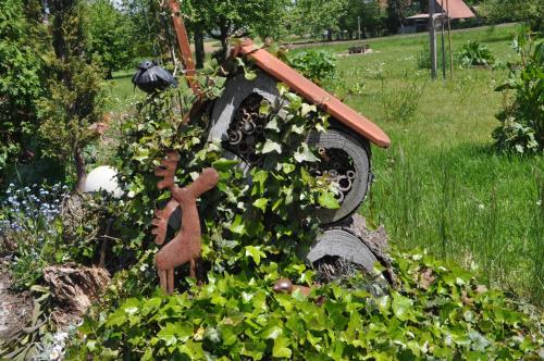 a garden with a plant growing on the back of a vehicle at Ferienwohnung Roth, Unlingen in Unlingen