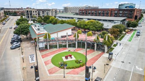 an overhead view of a city street with a park at Dallas Farmers Market Apartment, Just right in Downtown DALLAS TX Perfect Place in Dallas