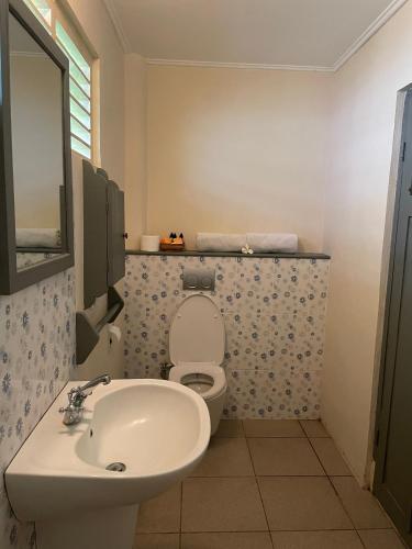 a bathroom with a toilet and a sink at Poppies Cottages on Two in Legian