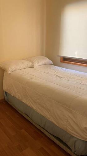 a bed with two pillows in a bedroom at Cabaña con tinaja privada in Vicuña