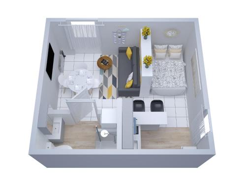 a rendering of a floor plan of a house at L'Evasion - coeur de ville - WIFI - Gare in Les Mureaux