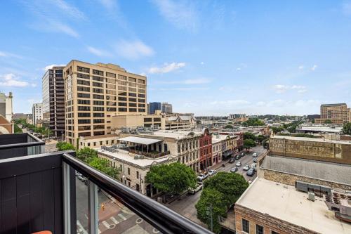 an aerial view of a city with buildings at Littlefield Lofts, Hosted by Placemakr - 6th St in Austin