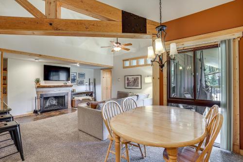 a dining room and living room with a table and chairs at Ski Shuttle and Mountain Views Keystone Resort Home in Keystone